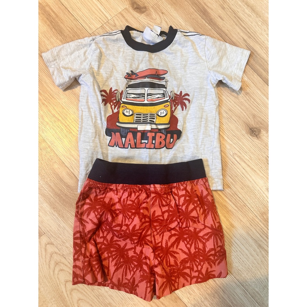 Mick Mack LTD 12M Malibu Surf Van Tee & Palm Tree Shorts Set Baby Boy
